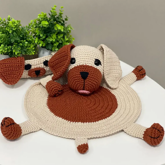 Häkelanleitung: Dackel Hund Tischset für Baby- & Kinder-Tischdeko