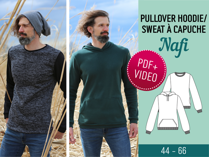 Pullover Hoodie Nafi - PDF Schnittmuster & Nähanleitung mit Video