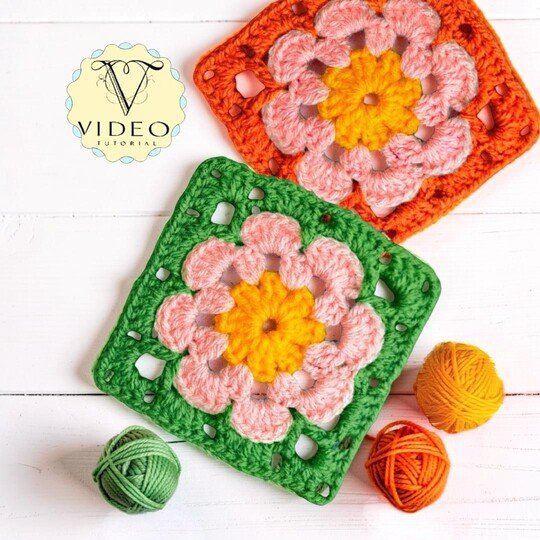 Crochet Bloom Granny Square Pattern, Garden Blossom Motif (Video Tutorial)