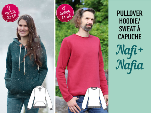 Pullover Hoodie Nafi (Mann) + Nafia (Frau) - Schnittmuster & Nähanleitung