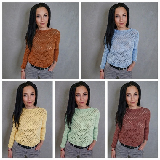 Sommerpulli Olivia häkeln - Granny Square Pulli XS - XXL / in allen Längen
