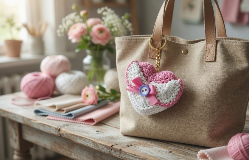 Crochet Heart Keychain Pattern + Video Tutorial English Only