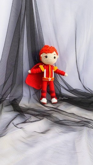 Crochet Doll Pattern (9inches): Red boy Amigurumi