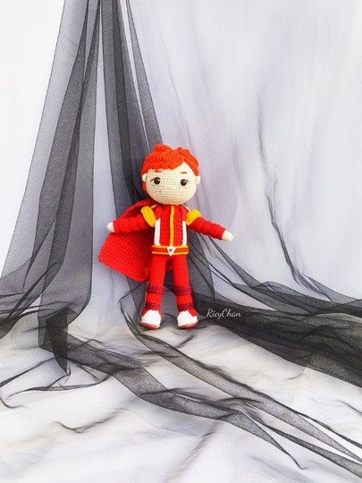 Crochet Doll Pattern (9inches): Red boy Amigurumi