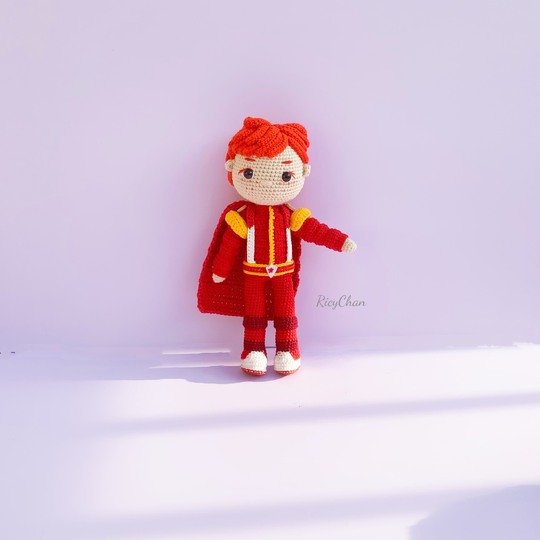 Crochet Doll Pattern (9inches): Red boy Amigurumi