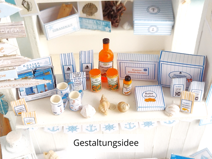 Maritime Küstenspezialitäten – Miniatur-Lebensmittel & Verpackungen 1:12