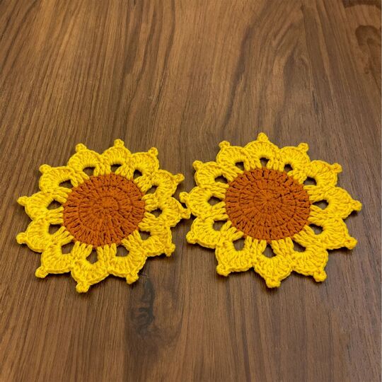 Sunflower Crochet Coasters PDF Pattern Tutorial