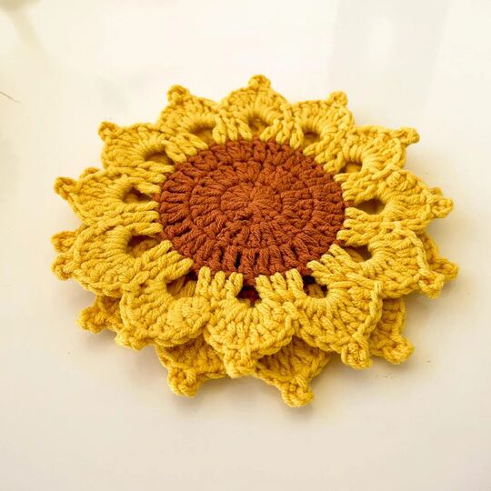 Sunflower Crochet Coasters PDF Pattern Tutorial