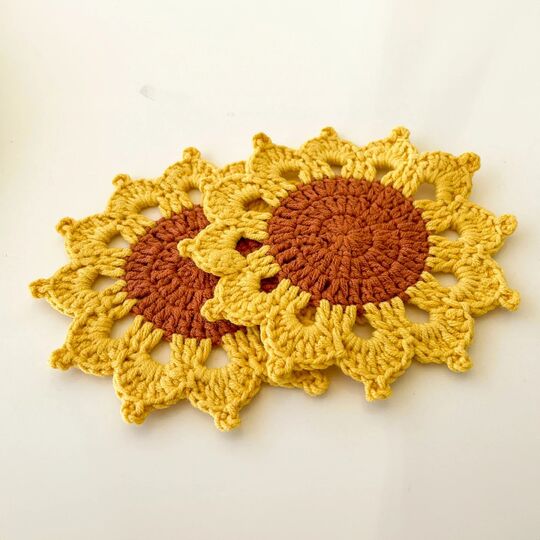 Sunflower Crochet Coasters PDF Pattern Tutorial