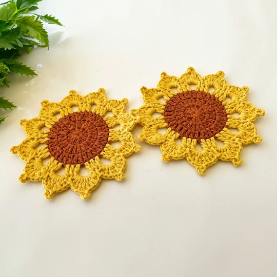 Sunflower Crochet Coasters PDF Pattern Tutorial