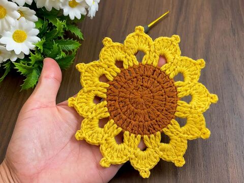 Sunflower Crochet Coasters PDF Pattern Tutorial