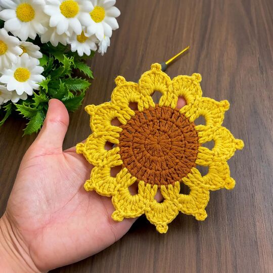 Sunflower Crochet Coasters PDF Pattern Tutorial