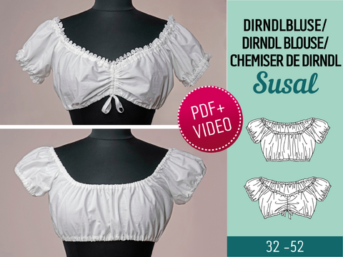 Dirndlbluse Susal - Schnittmuster, Nähanleitung & Video