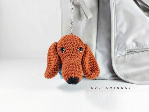 Crochet Dachshund Keychain Pattern PDF – Amigurumi Sausage Dog Bag Charm