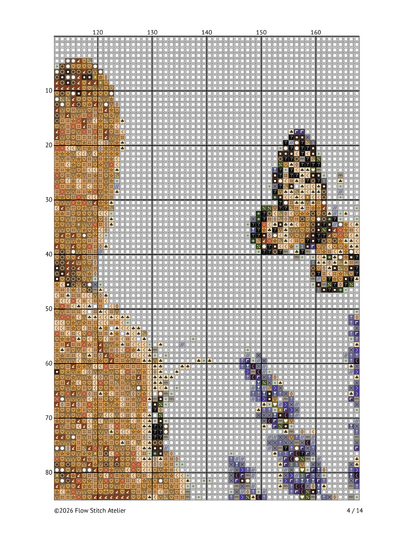 Floral Bunny Cross Stitch Pattern Spring Wildflower Embroidery Chart PDF