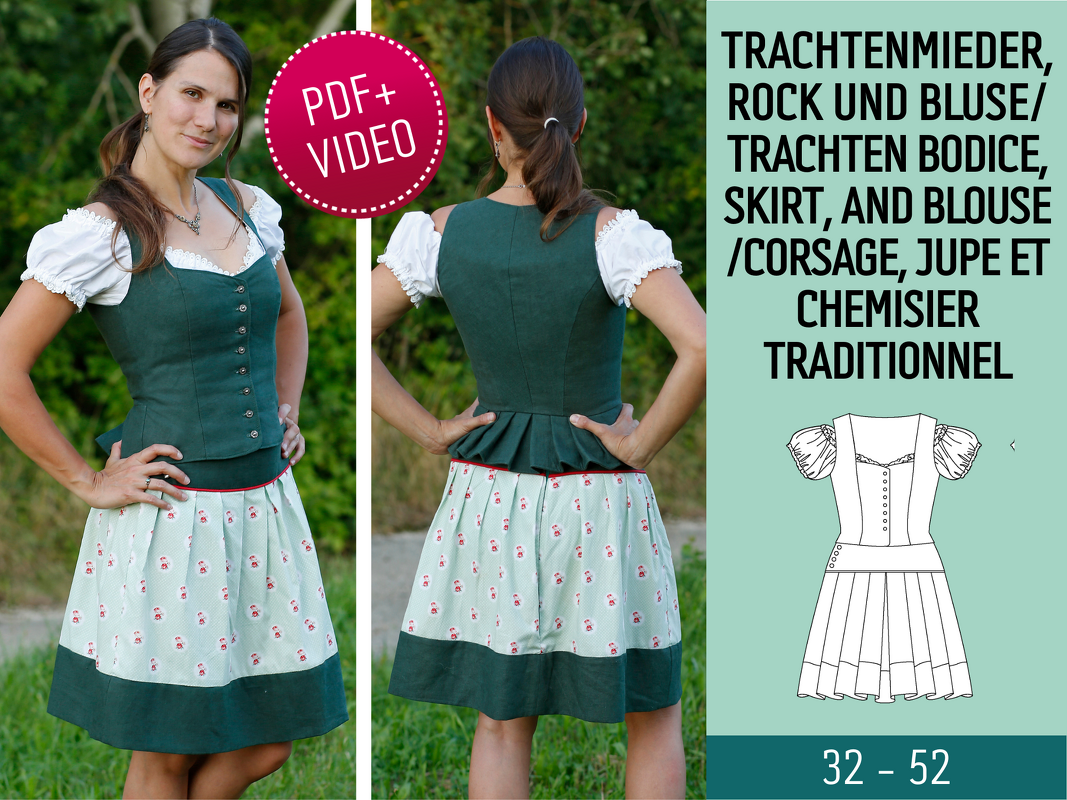 Trachtenrock + Dirndlbluse + Trachtenmieder - Schnittmuster & Nähanleitung