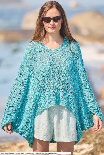 Poncho mit Ajourmuster