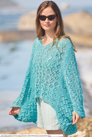Poncho mit Ajourmuster