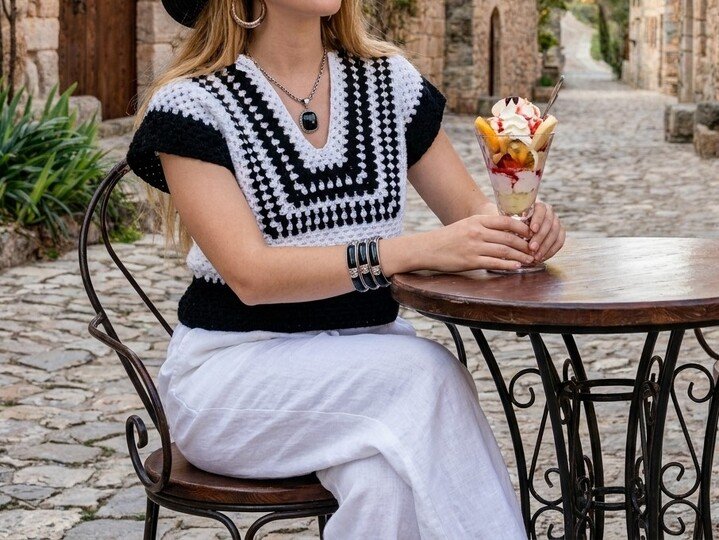 Granny stripes Top im Boho-Style No. 024