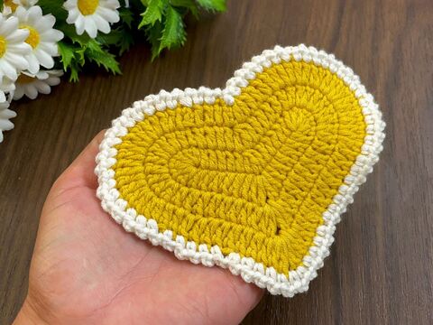 Heart Cup Coaster Crochet Pattern PDF Tutorial