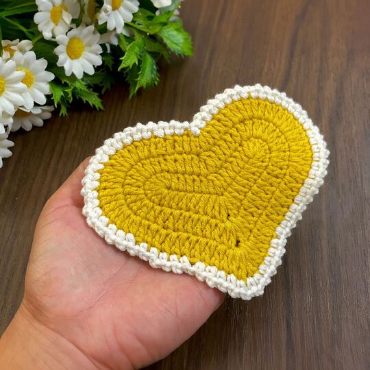 Heart Cup Coaster Crochet Pattern PDF Tutorial