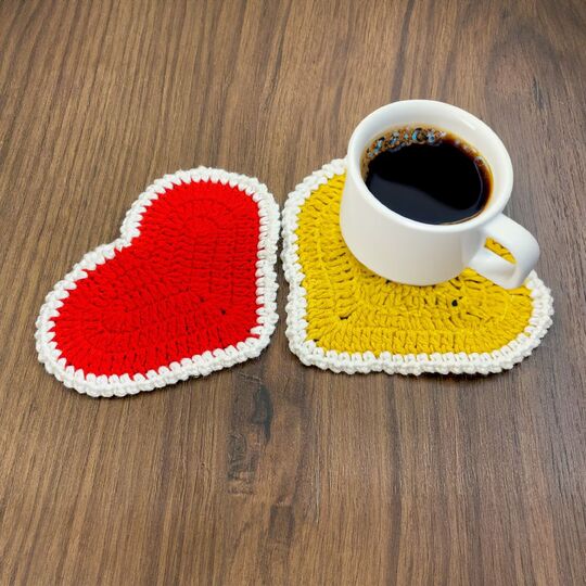 Heart Cup Coaster Crochet Pattern PDF Tutorial