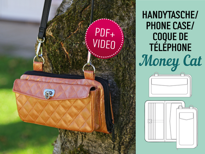 "Money Cat" Phone Wallet – PDF Pattern, Sewing Instructions & Video