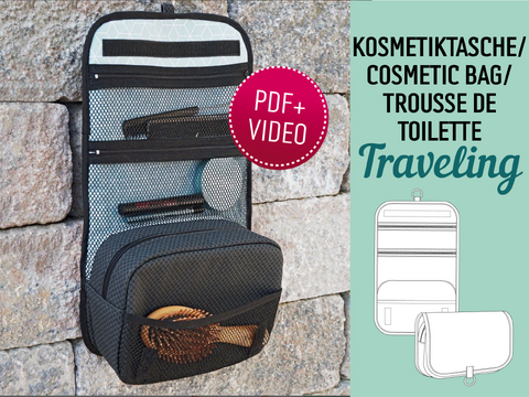 "Traveling" Cosmetic Bag – PDF Pattern, Sewing Instructions & Video