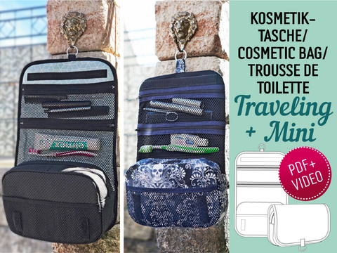 Kosmetiktasche Traveling + Mini Set - Schnittmuster, Nähanleitung & Video