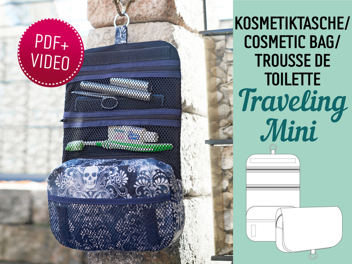 "Traveling Mini" Cosmetic Bag – PDF Pattern, Sewing Instructions & Video