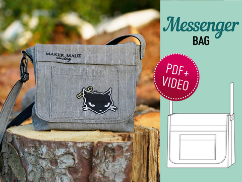Messenger Bag - PDF Schnittmuster, Nähanleitung & Video
