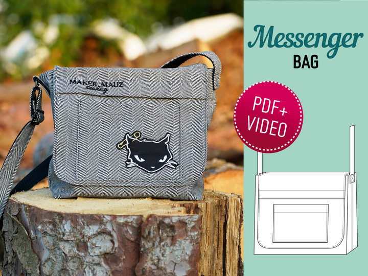 Messenger Bag - PDF Schnittmuster, Nähanleitung & Video