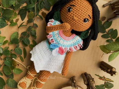 Crochet Doll Pattern: Aboriginal doll(PDF English Tutorial)