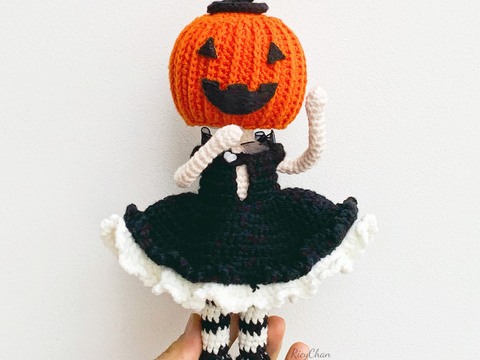 Crochet Witch Doll Pattern: Pumpkin Amigurumi (PDF English Tutorial)