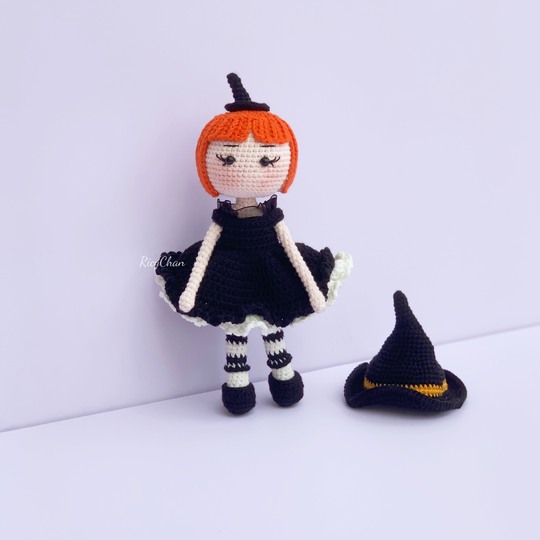 Crochet Witch Doll Pattern: Pumpkin Amigurumi (PDF English Tutorial)