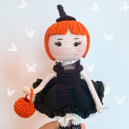 Crochet Witch Doll Pattern: Pumpkin Amigurumi (PDF English Tutorial)