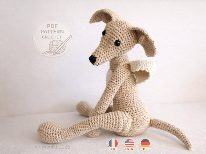 Atis der Bote – Häkelanleitung PDF – Windhund FR US EN DE