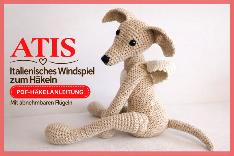 Atis the Messenger – PDF Crochet Pattern – Italian Greyhound Dog Amigurumi