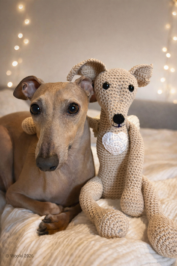Atis the Messenger – PDF Crochet Pattern – Italian Greyhound Dog Amigurumi