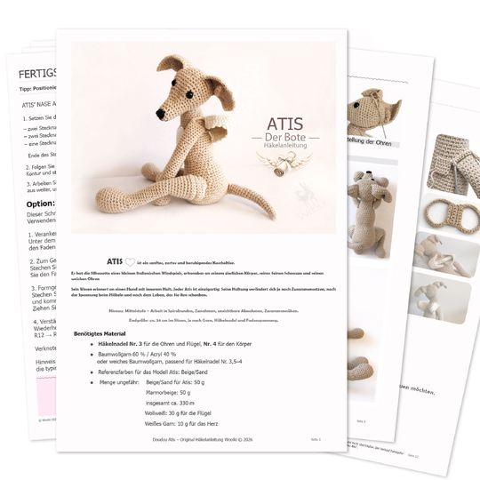 Atis the Messenger – PDF Crochet Pattern – Italian Greyhound Dog Amigurumi
