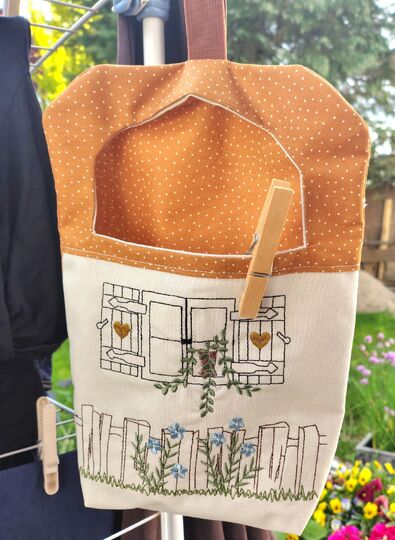 Stickdatei ITH 20x30cm Wäscheklammersack 5 Motive Landleben + blanko Datei