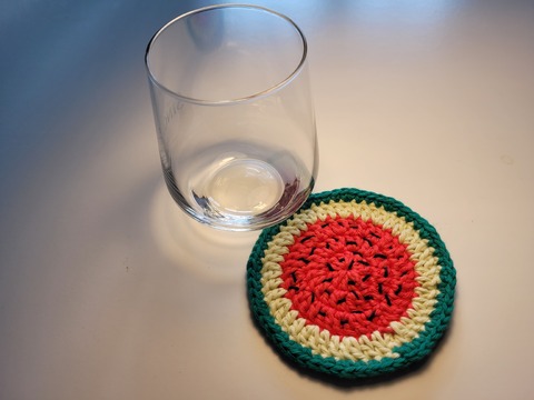 Häkelanleitung Glasuntersetzer "Wassermelone" Einfach - PDF-Datei
