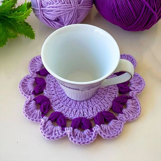 Purple Flower Coaster Crochet Pattern PDF Tutorial