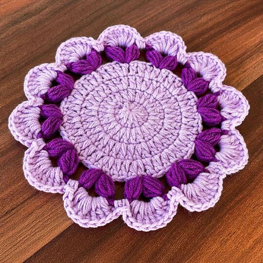 Purple Flower Coaster Crochet Pattern PDF Tutorial