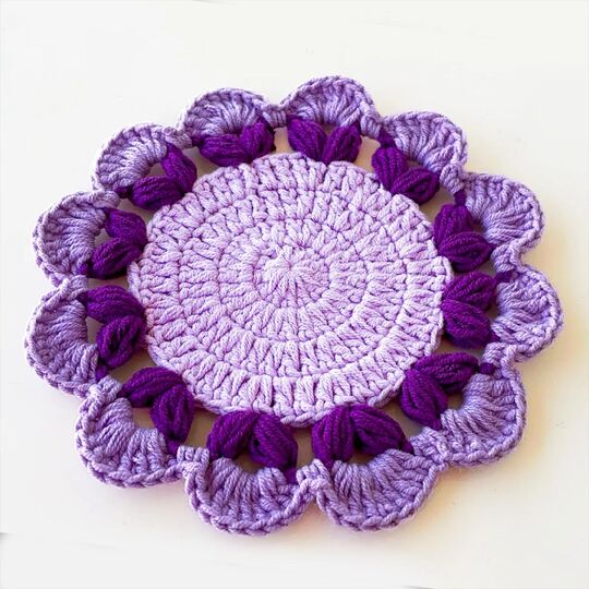 Purple Flower Coaster Crochet Pattern PDF Tutorial