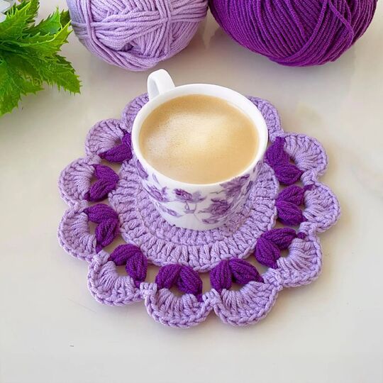 Purple Flower Coaster Crochet Pattern PDF Tutorial