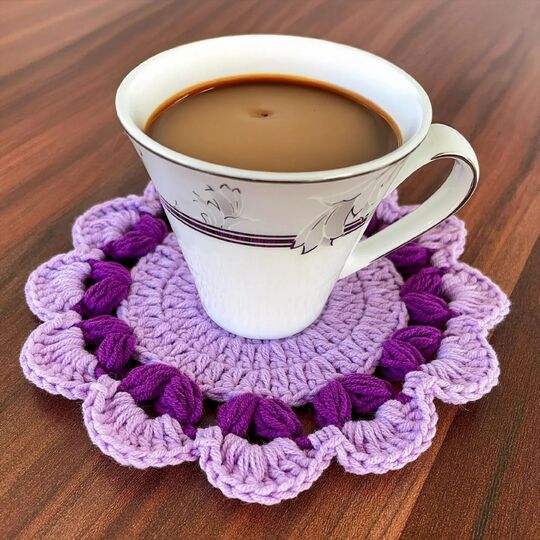 Purple Flower Coaster Crochet Pattern PDF Tutorial