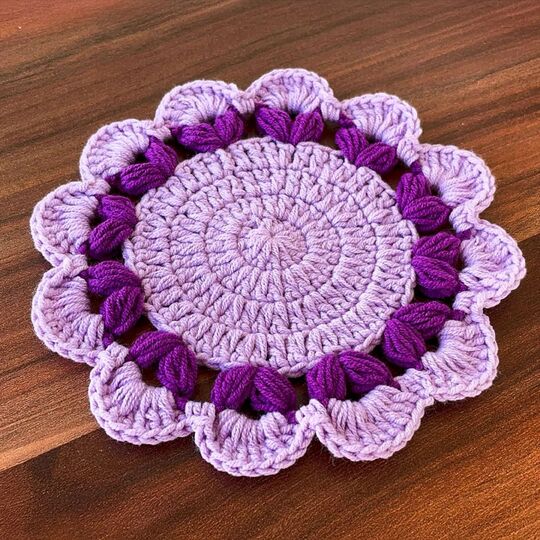 Purple Flower Coaster Crochet Pattern PDF Tutorial
