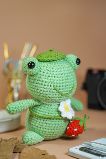 Green frog and strawberry pattern PDF