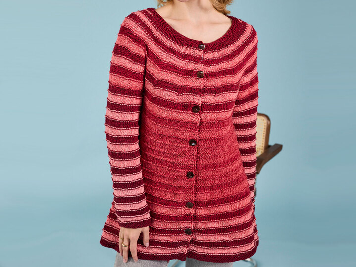 RAGLANJACKE HILDE … IM STREIFENMUSTER GESTRICKT